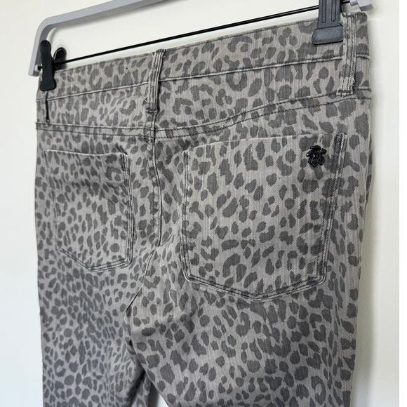 Black Orchid Los Angeles Leopard Animal Print Skinny Pants, Gray/Black, Size 26 - Picture 4 of 9